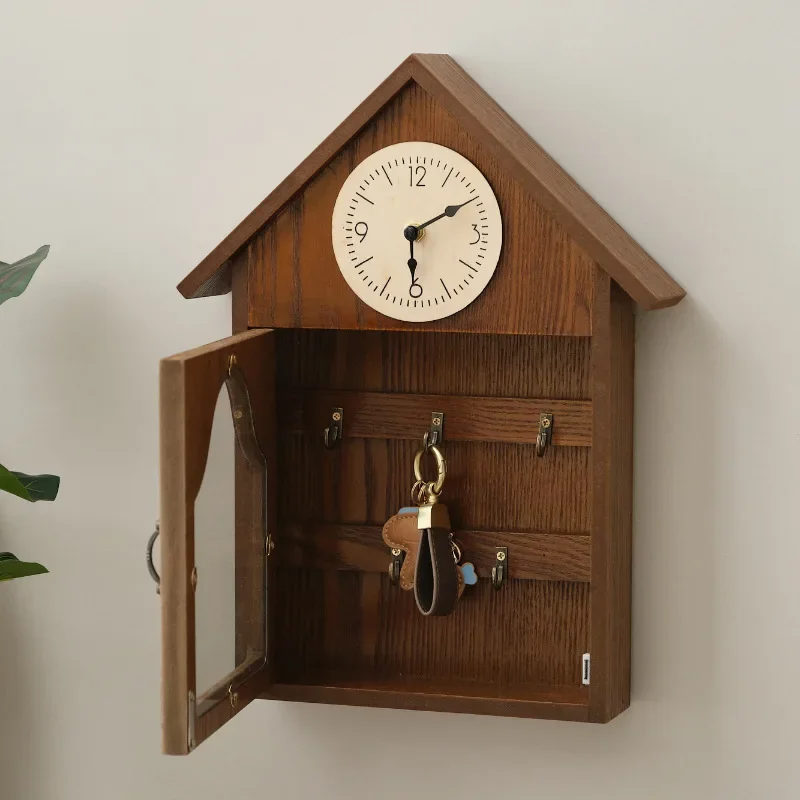 HT  creative entrance wall decorative hook No punching entrance key hook hanger storage wooden storage