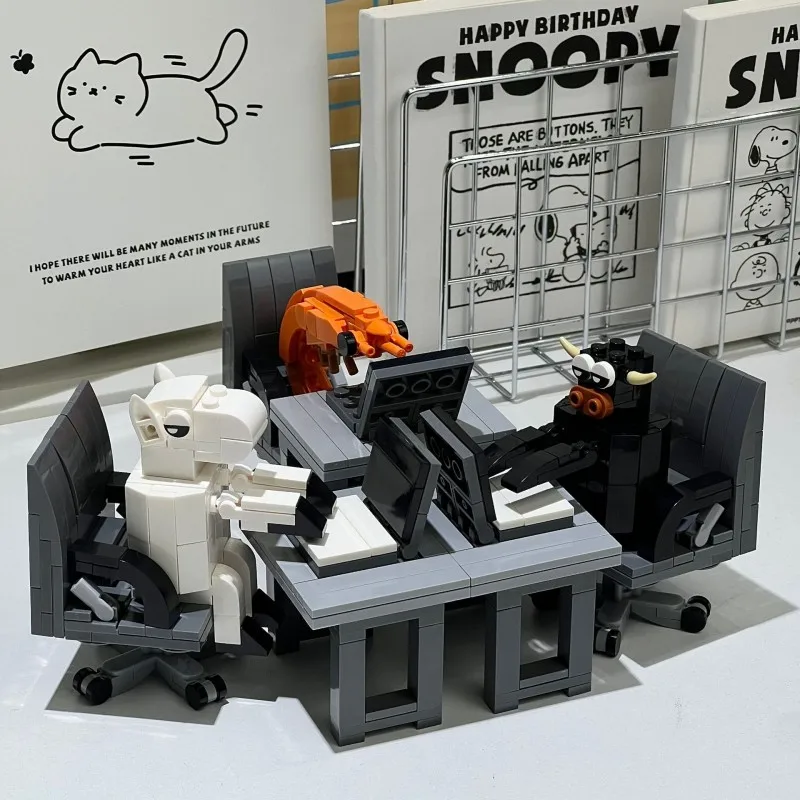 Bloques de Construcción Creativos con Forma de Camarón, Juego de Bloques de Construcción de Animales, Caballos, Gatos, Adorno de Escritorio, Regalos de Juguetes