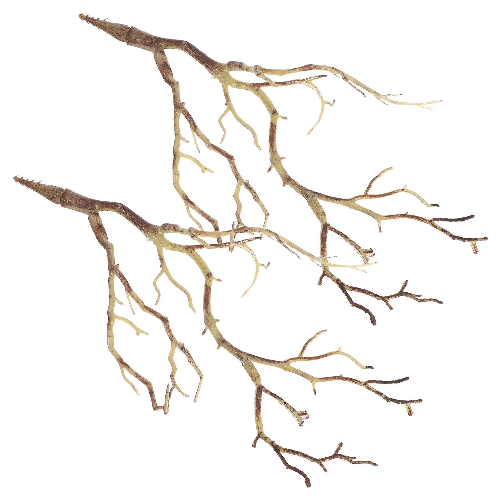 

2pcs Artificial Antler Twig Stems Light Brown Witch Dried Tree Branch Diy Headpiece Holiday Decor For Christmas Halloween Party