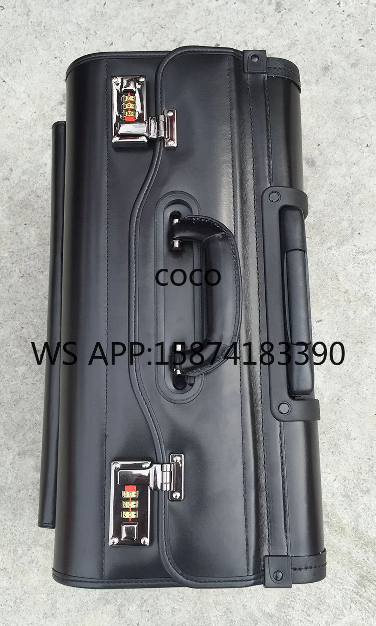 Pilot Flight Attendant Leather Trolley Luggage Business Travel Rolling Suitcase Air Case
