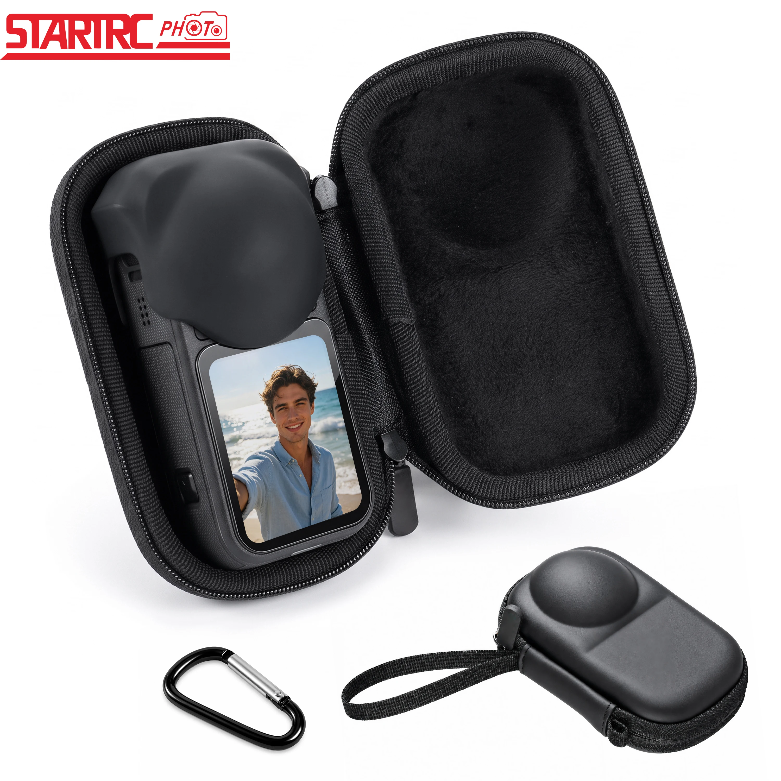 STARTRC PHOTO Mini futerał do przenoszenia akcesoriów Insta360 X6, ochrona obiektywu, przenośna torba podróżna, podwójny zamek błyskawiczny, konstrukcja z mocowaniem na statyw