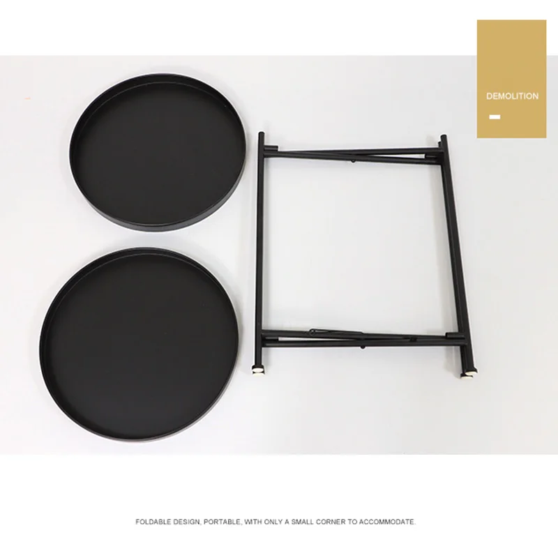 Nordic Eenvoudige Ijzeren Double-Layer Kleine Thee Hoeken Tafel Ronde Salontafel Kamer Levenskunst Mini Bank Bijzettafel