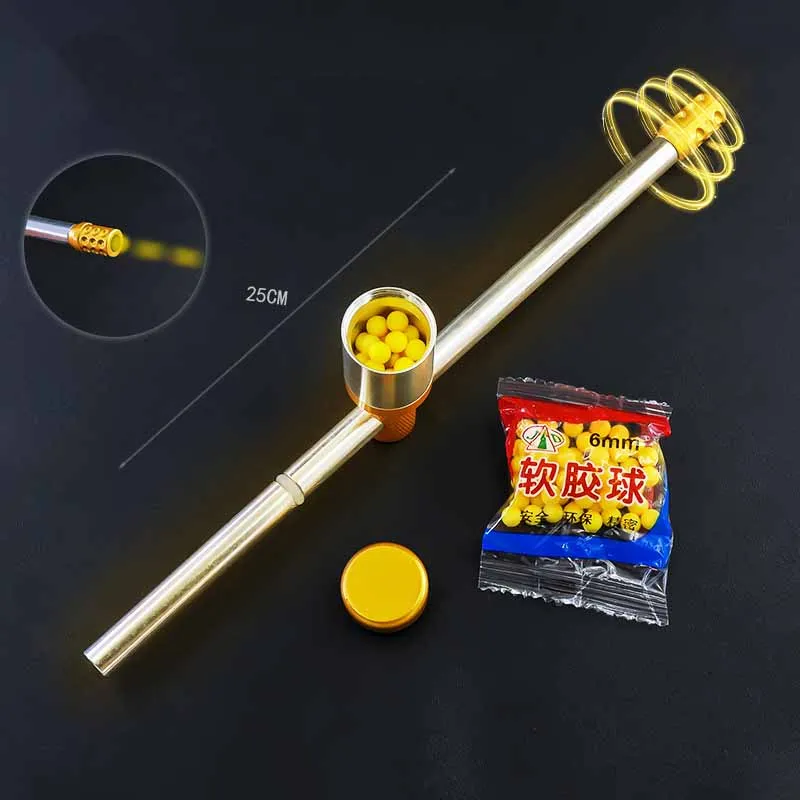 80/90 Childhood Nostalgia Children's Toys Aluminum Alloy Simulation Bamboo 25CM With Tube Catapult Toy Crafts Boys' Gifts