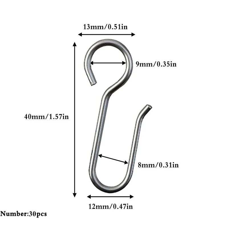 30pcs Curtain Track S Shaped Metal Hooks Shower Curtain Hanging Hook Flexible Ceiling Curtain Track Accessories