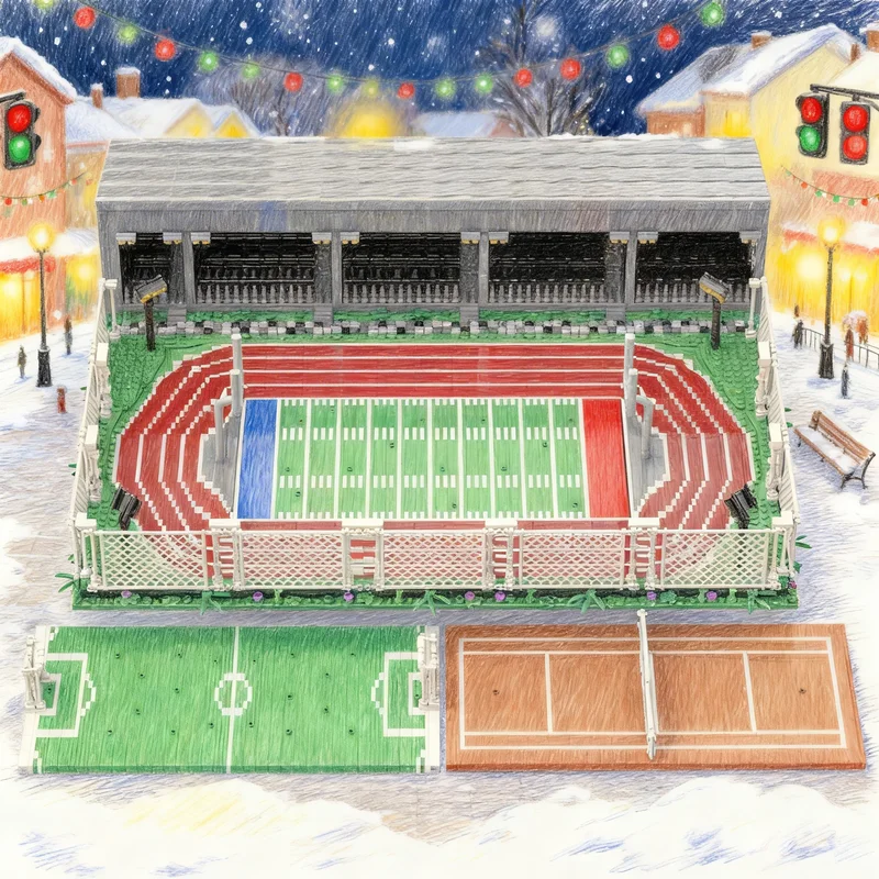 

5577pcs MOC School Sports Court City Model Building Blocks Architecture Toys Christmas Gifts Education Kids Brick Creative Toy