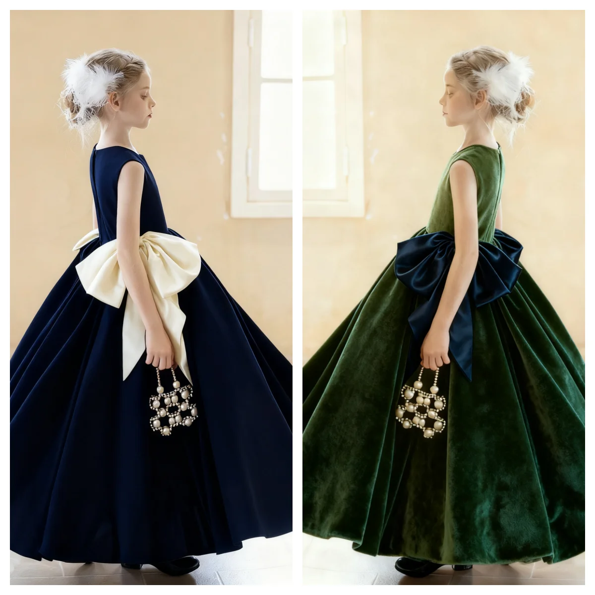 Elegant Princess Long Dress for Evening Banquet Performance Birthday Party First Communion and Flower Girl Dress