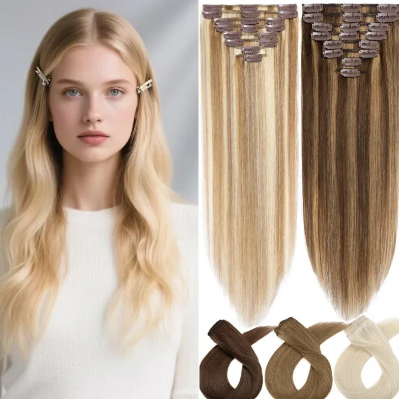 custom-bundle-clip-in-hair-extensions-100-human-hair-7-pieces-straight-hair-weft-your-color-length-weight