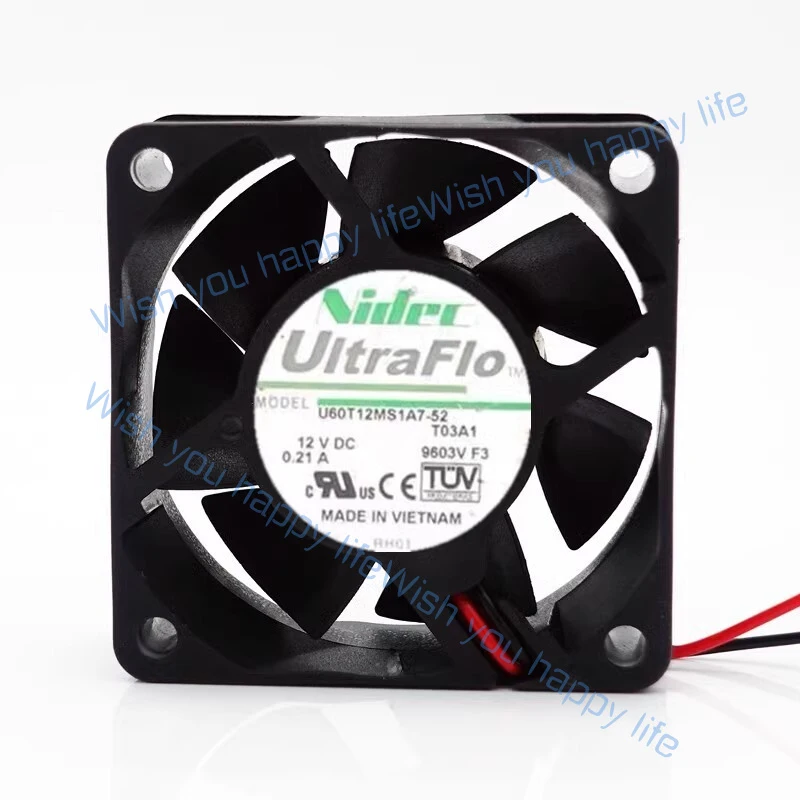 L... for Nidec U60T12MS1A7-52 6025 DC12V 0.21A 6CM 2-Wire Cooling Fan