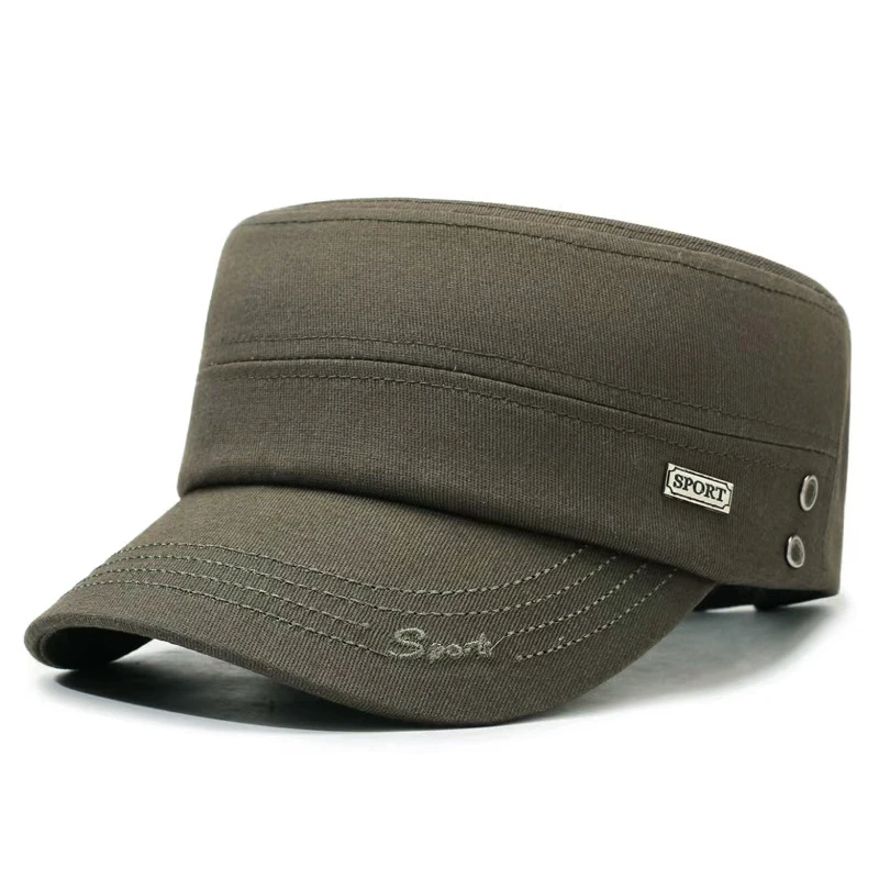 Iron Label SPORT Einfarbige Flat Top Cap – Frühlings- und Herbst-Outdoor-Casual-Sport-Sonnenhut mit bestickter Krempe – Detail 8