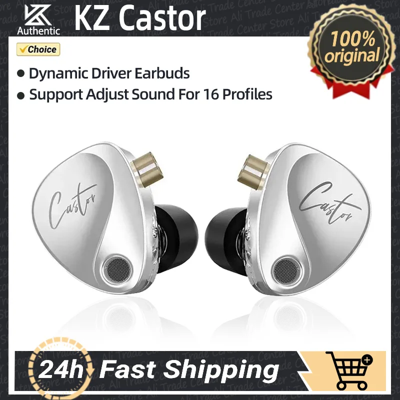 KZ Castor Hifi Headphones Dual Dynamic Driver High-end Tunable Bass Balanced Armature Wired Earbuds Monitor Headphone