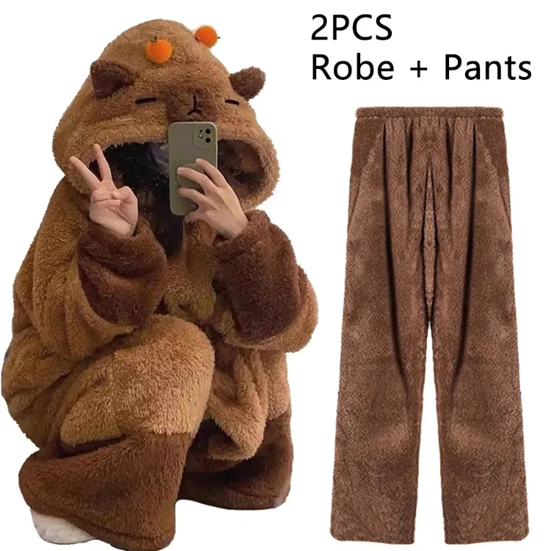 Batas de disfraz de invierno para adulto, pijamas de Anime, ropa de casa de Panda de terciopelo Coral, bata de felpa de mapache pequeño y bonito, celebridad de Internet