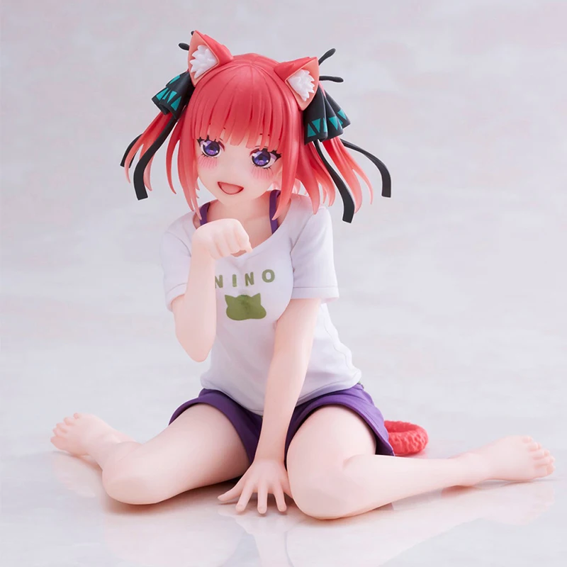 10cm anime desktop bonito nakano nino estatueta os quintuplos quintessenciais boneca gato nakano miku figura modelo pvc coleção brinquedo