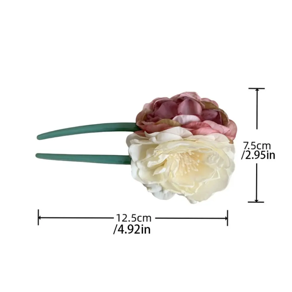 Antique Simulated Flowers U Shape Hair Stick Hair Comb Pearl Hanfu Hairpin Tassel Chinese Style Flower Hair Clip For Girl