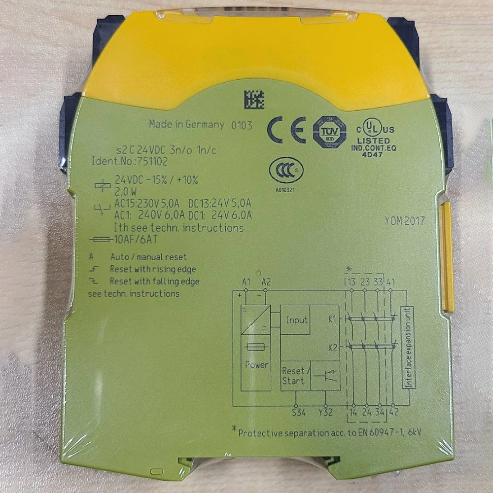 Novo para pilz pnoz s2 c 751102 24v módulo terminal de relé de segurança na caixa