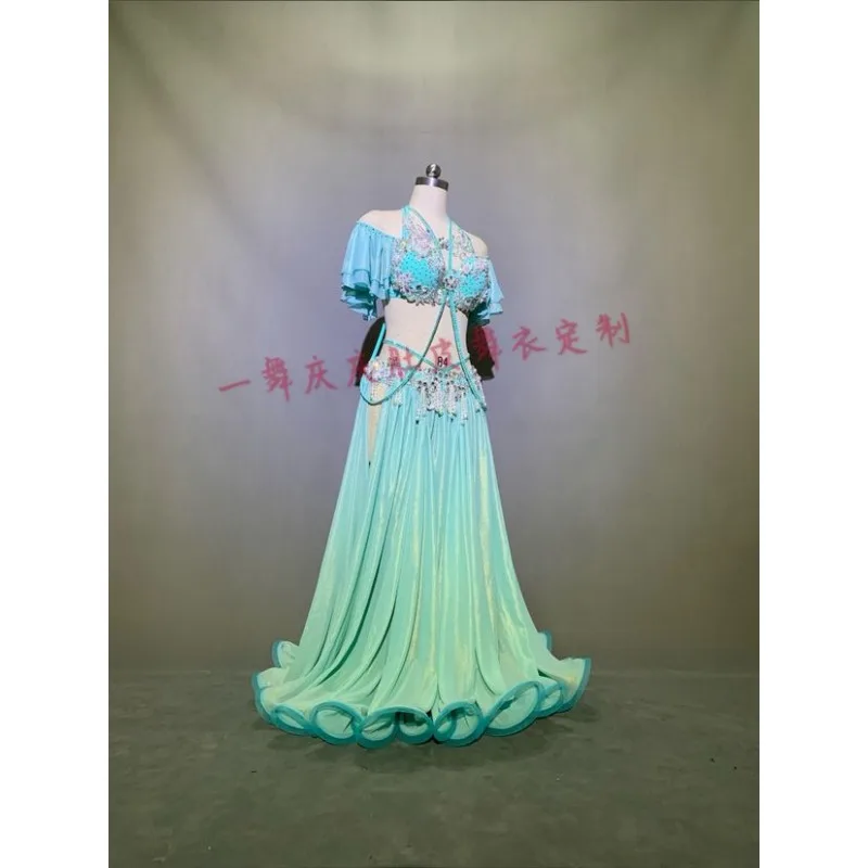 Sukienka do tańca brzucha na zamówienie, damski kostium do tańca orientalnego, indyjskiego i egipskiego, duża spódnica, otwarty biustonosz do tańca brzucha.