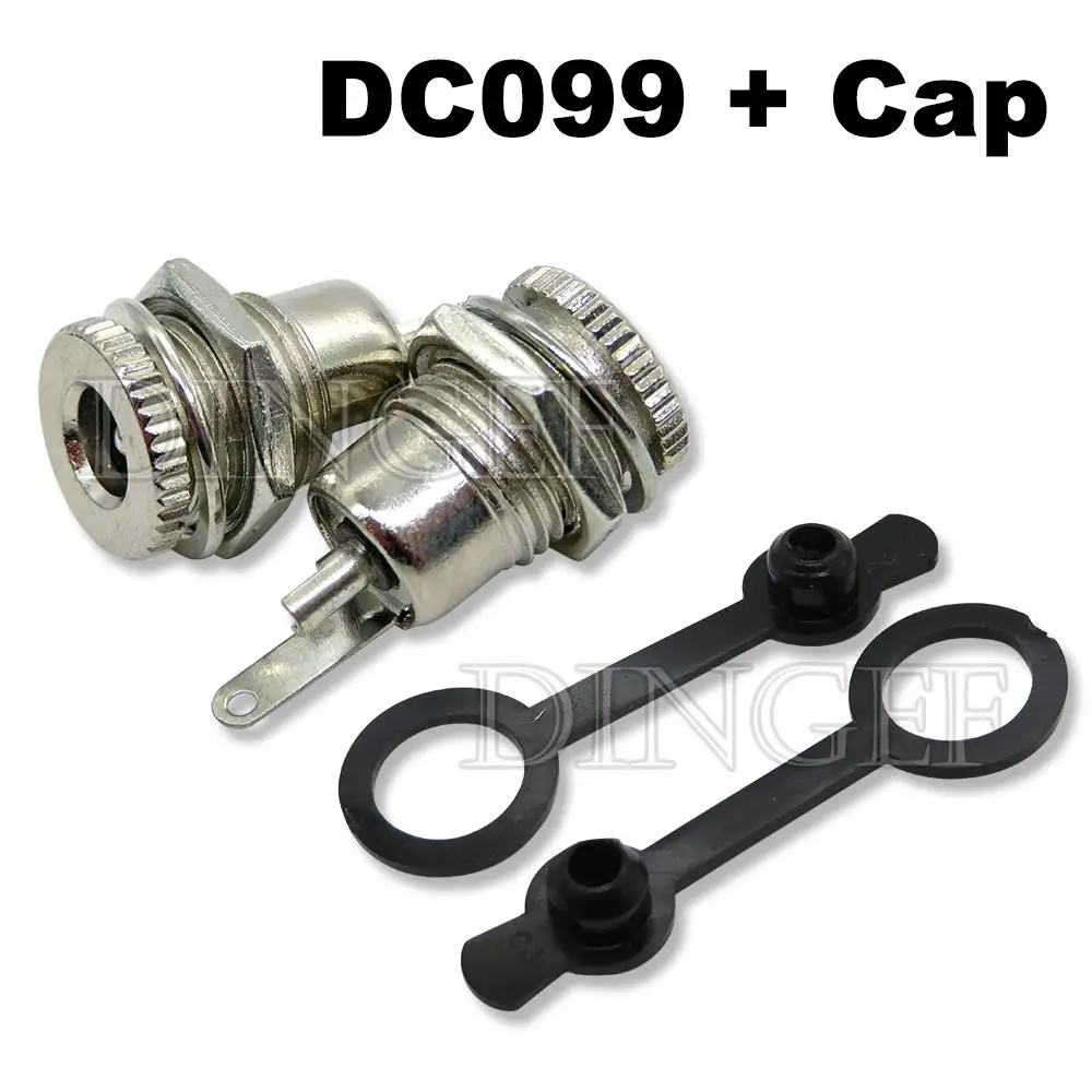 DC099 5.5*2.1 5.5*2.5 5.5*1.3 DC Power Jack Socket Female Panel Mount Connector metal 5.5 mm x 2.1mm  With Waterproof Cap