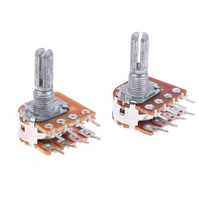 2/5Pcs 8Pins B50K B100K Sound Volume Amplifier Potentiometer Dual Channel 8-Pin Flower Shaft 20mm 25mm 30mm WH148 (16) Type