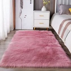 Bedroom Soft Carpet Faux Wool Carpet Large Fluffy Rug In The Living Room Pink Home Decor Bedside Carpet Plush Floor Mat Non-Slip