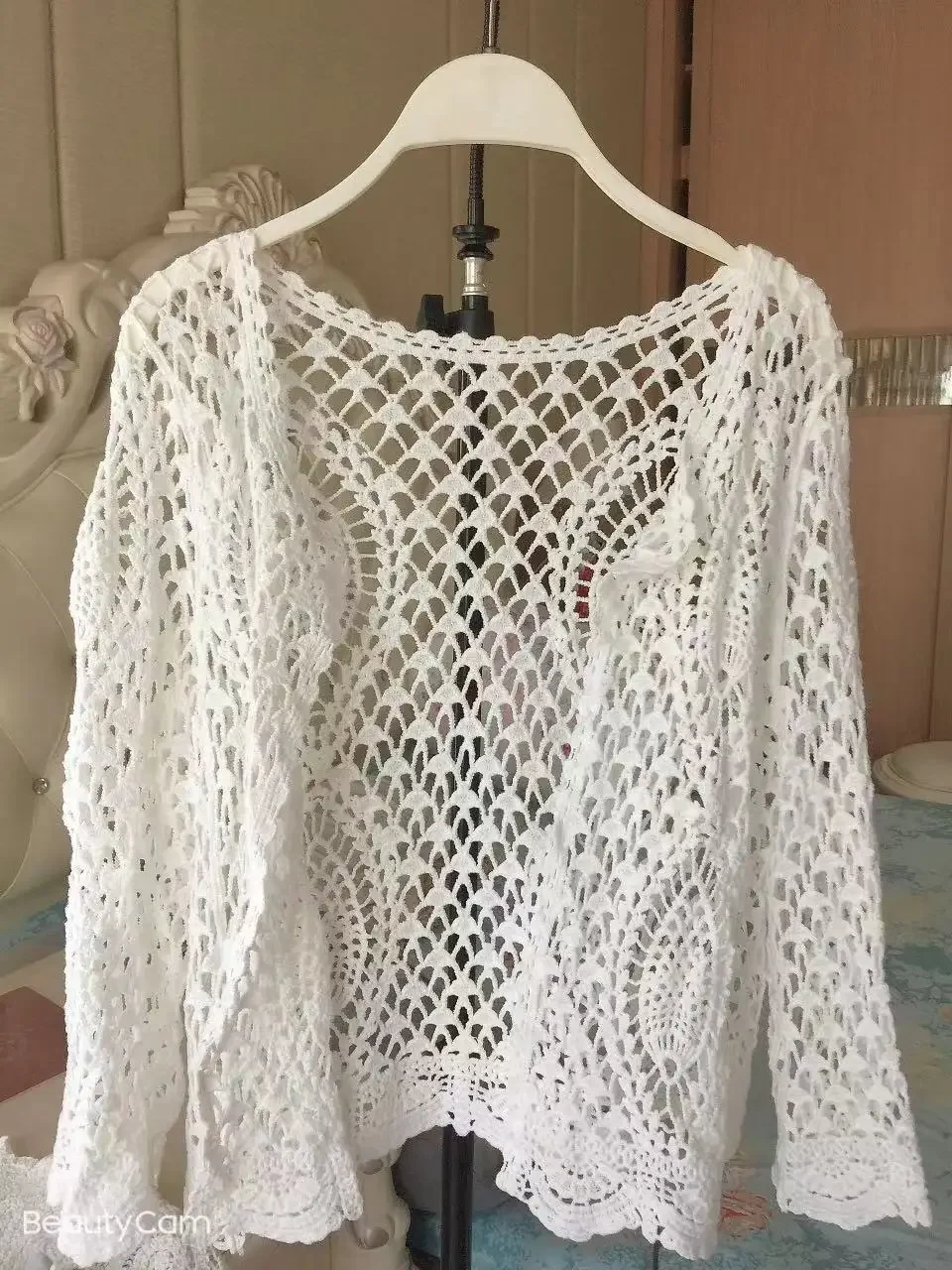 European and American Style Female Clothes Short Sleeve Summer Fashion Hollow Out Floral Top Woman Cotton Shirts Sweet Cardigans