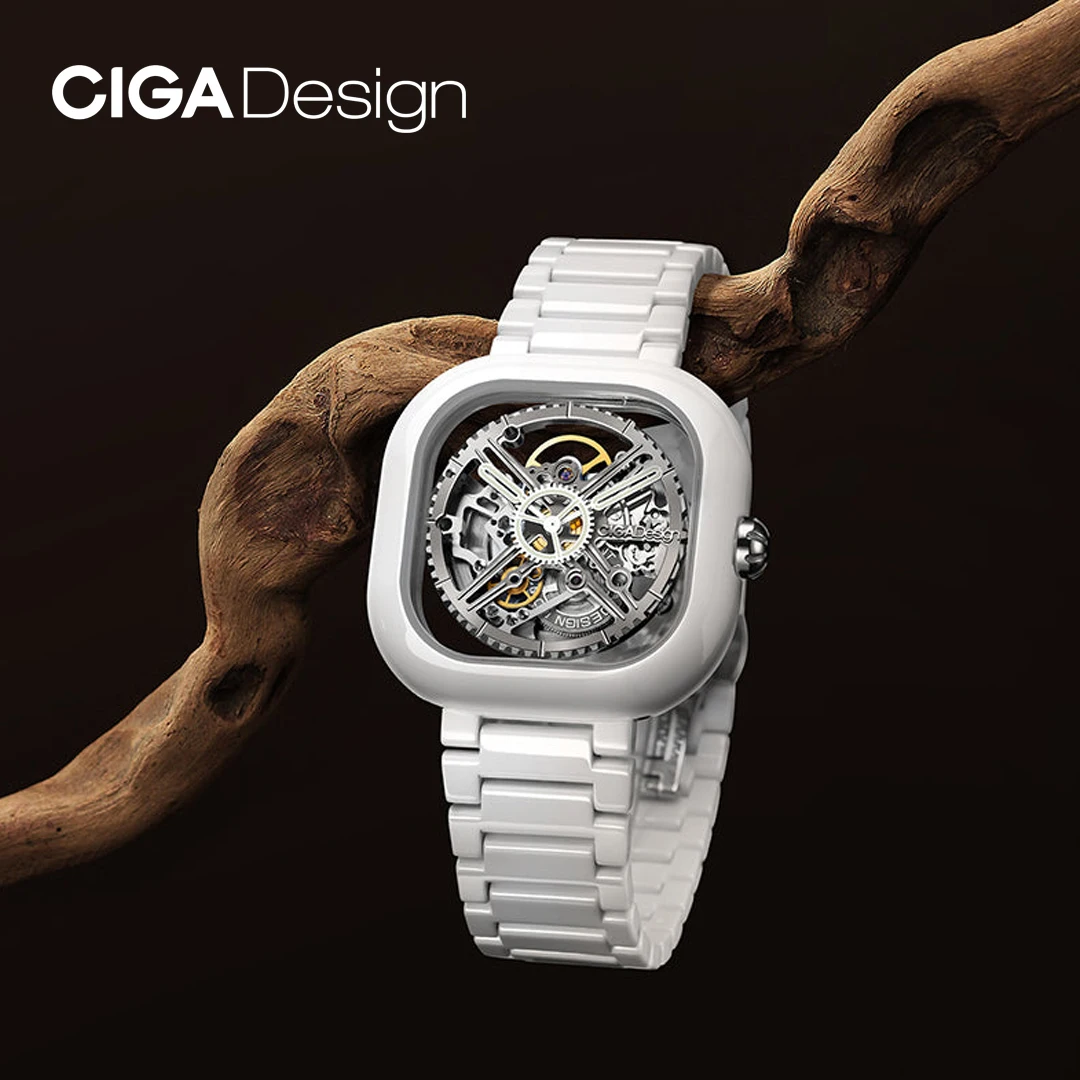 CIGA Design White Ceramic Watches for Men Women Couple Skeleton Luminous Automatic Mechanical Watch 2024 Series Y Eastern Jade