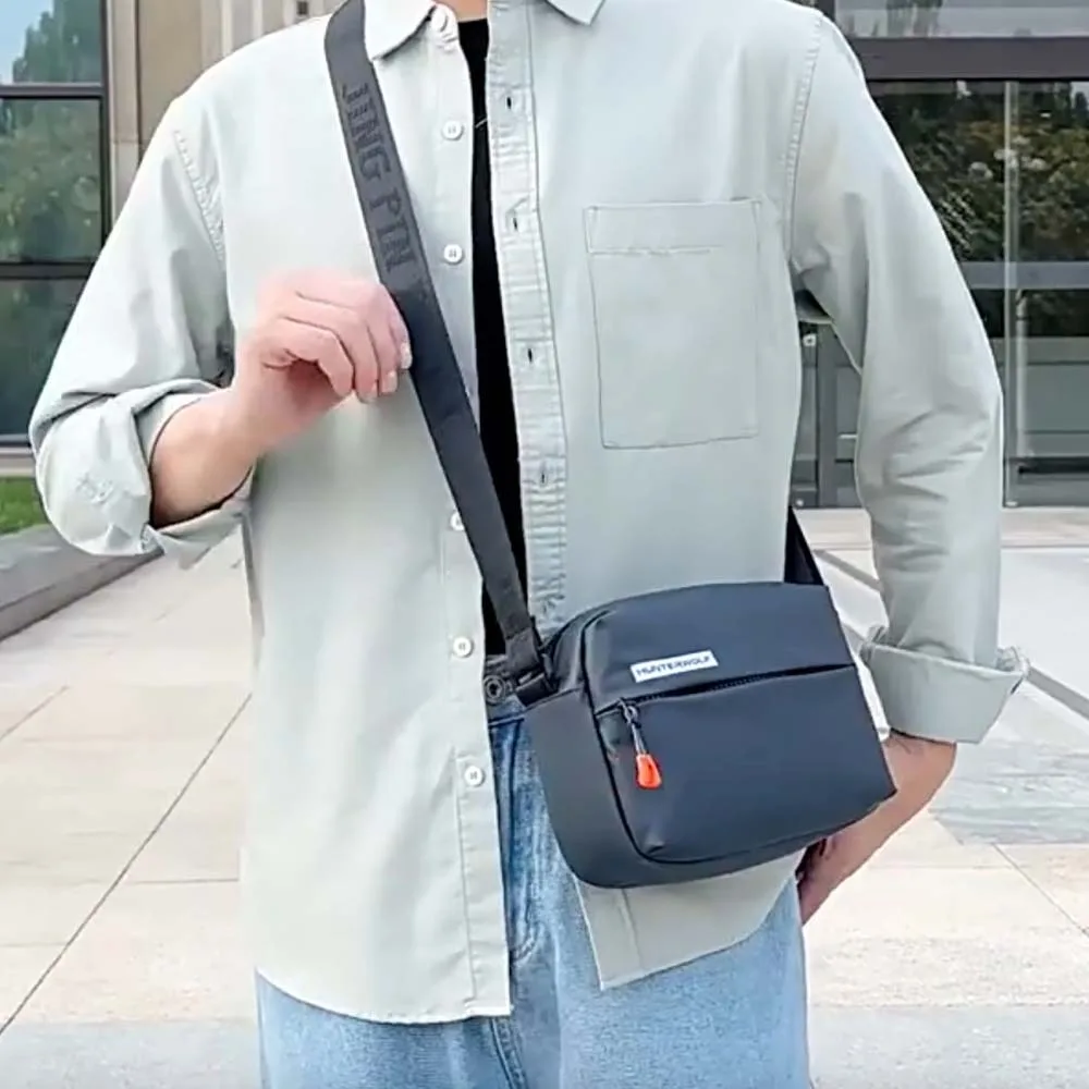 

PU Leather Men's Crossbody Bag Large Capacity Japanese Style Waterproof Shoulder Bag Adjustable Strap Magnetic Button
