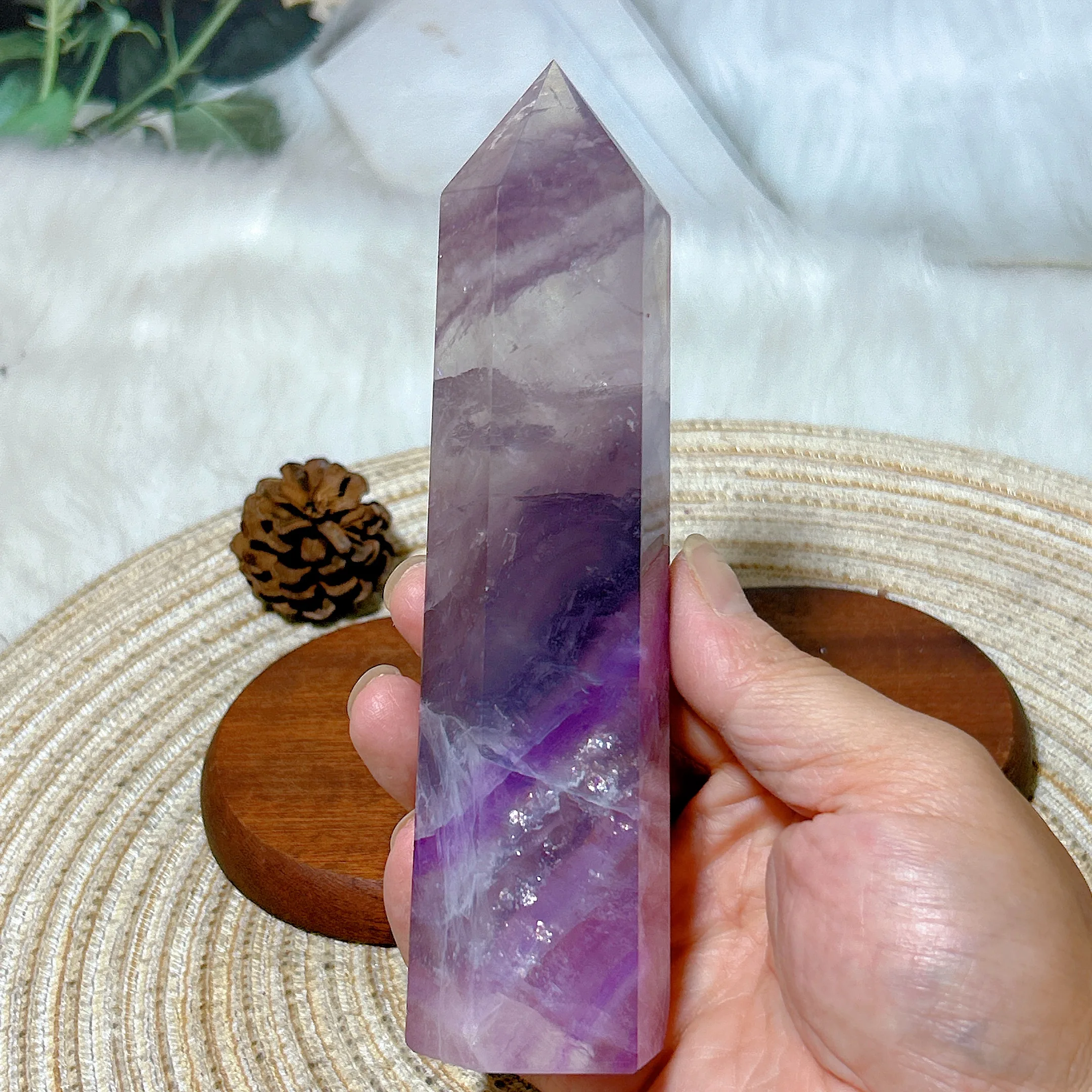 Healing Natural Crystal Purple Flourite Rainbow Big Tower Energy Mineral Ore Reiki Gemstone Home Decorations Room Decor Gift