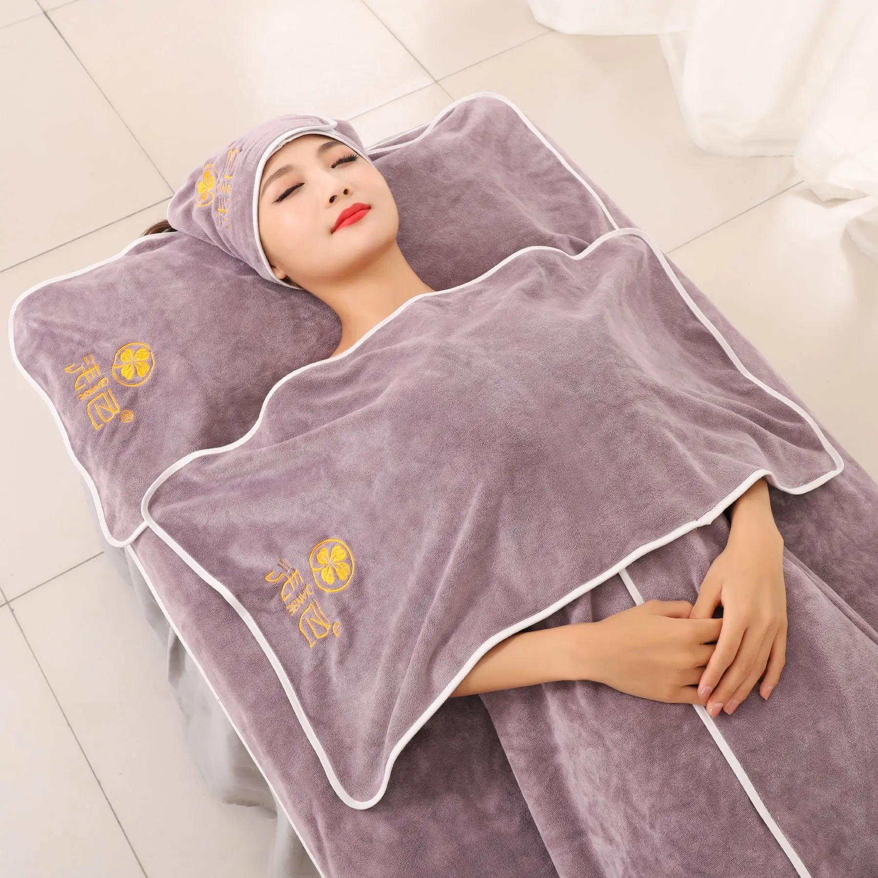 3/4/5pcs Soft Bath Towel Beauty Salon Bed Sheet with hole Superfine Fiber Soft Turban Chest Towel Sofa Massage SPA Bath Dress