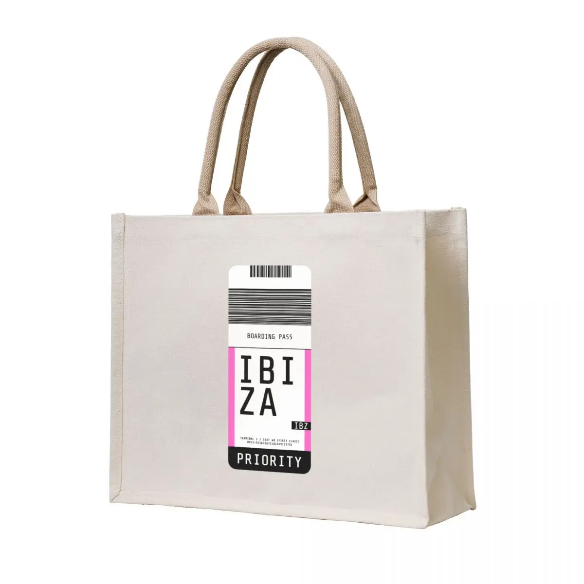 

Ibiza Boarding Pass IBZ (Pink) Tote Bag woman shopping bag canvas tote bags ecological bags handbag