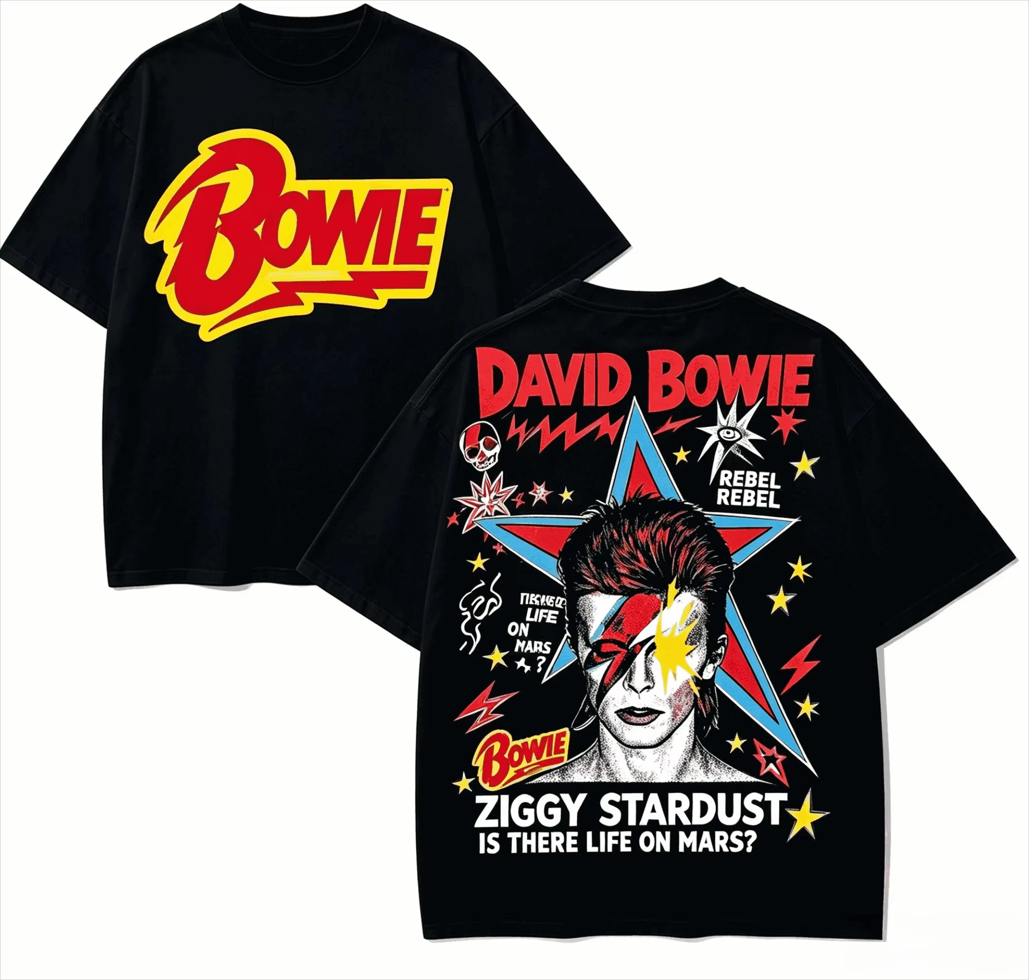 Y2k Streetwear Classic Top David Bowie Printed T-shirt Casual Print Short Sleeve Oversized O Neck T Shirt Rock Punk Tops Unisex
