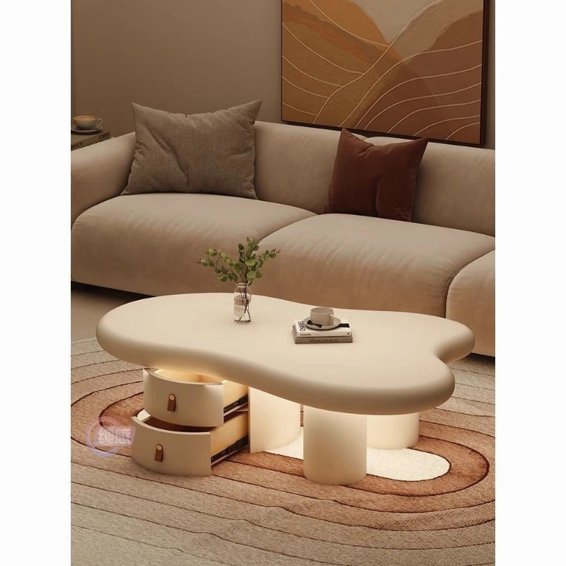 

Living room size, apartment type, modern irregular round, creative table, Italian minimalist, new cloud coffee table