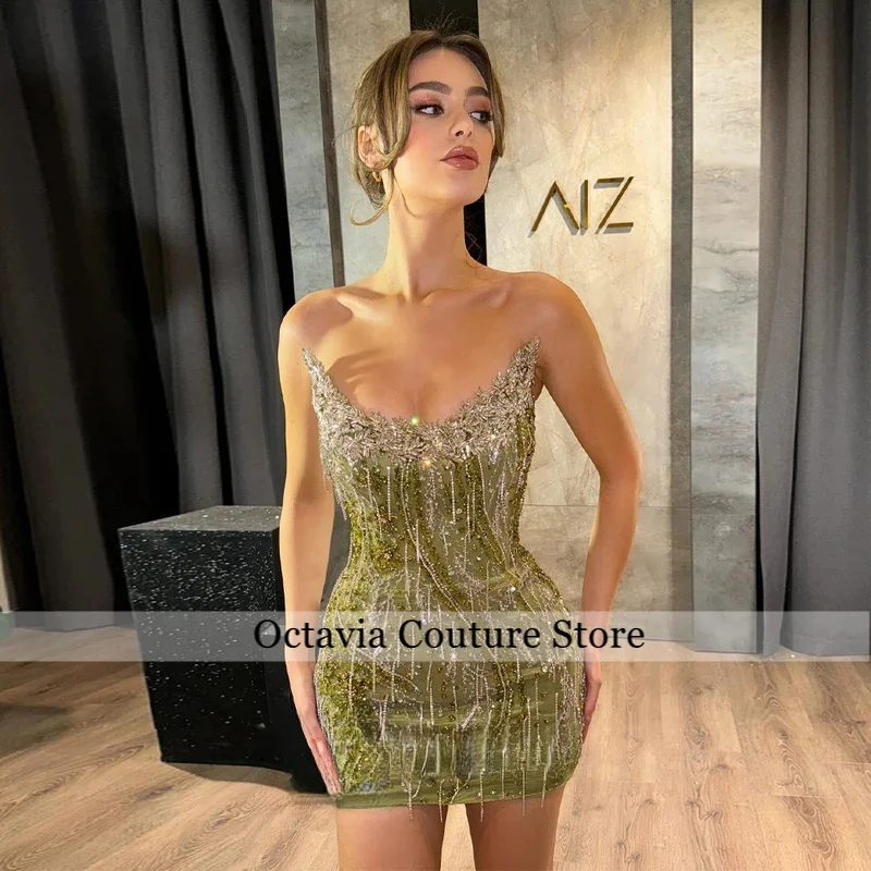 Dapper Mini Homecoming Dresses for Women with Rhinestones Sleeveless Appliques Scoop Neck Formal Party Gown Customized