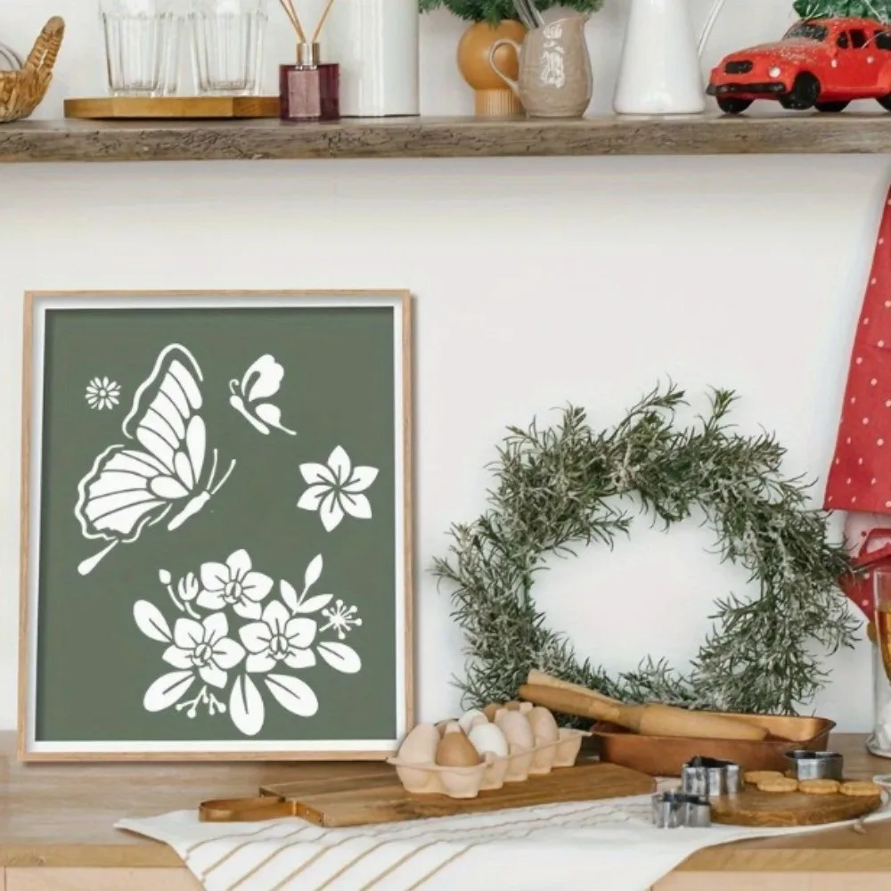7/9 Pack PET Painting Stencils Butterfly Reusable DIY Art Templates Wall Art Use Birds Flowers Spray Paint Stencils Home Decor