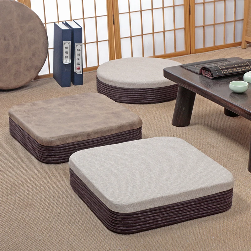 

Rope Weaving Floor Cushion Traditional Japanese Seat for Tea Room Woven Ottoman Versatile Bay Window Mat for Living Room Decor