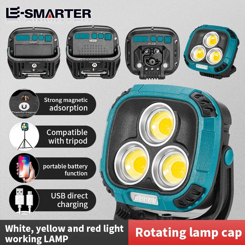 SUPER BRIGHT MOBILE WORK STRONG FLASHLIGHT 1800LM MULTI COLOR TEMPERATURE USB OUTPUT POWER BANK FUNCTION OUTDOOR 200W