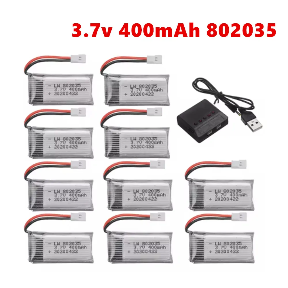 3.7V 400mAh Lipo Battery For H31 X4 H107 H6C KY101 E33C E33 U816A V252 RC Drone Spare Parts 802035 3.7V Rechargeable Battery