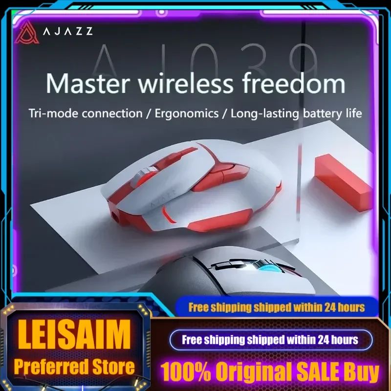AJAZZ AJ039pro ماوس ألعاب لاسلكي RGB تصميم مريح اتصال ثلاثي الوضع PAW3212 مستشعر لألعاب الكمبيوتر