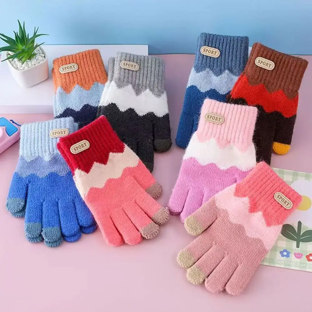 

Kids Winter Warm Gloves Coldproof Full Finger Children Mittens Candy Color Thicken Baby Gloves for 6-12 Years Old Boys Girls