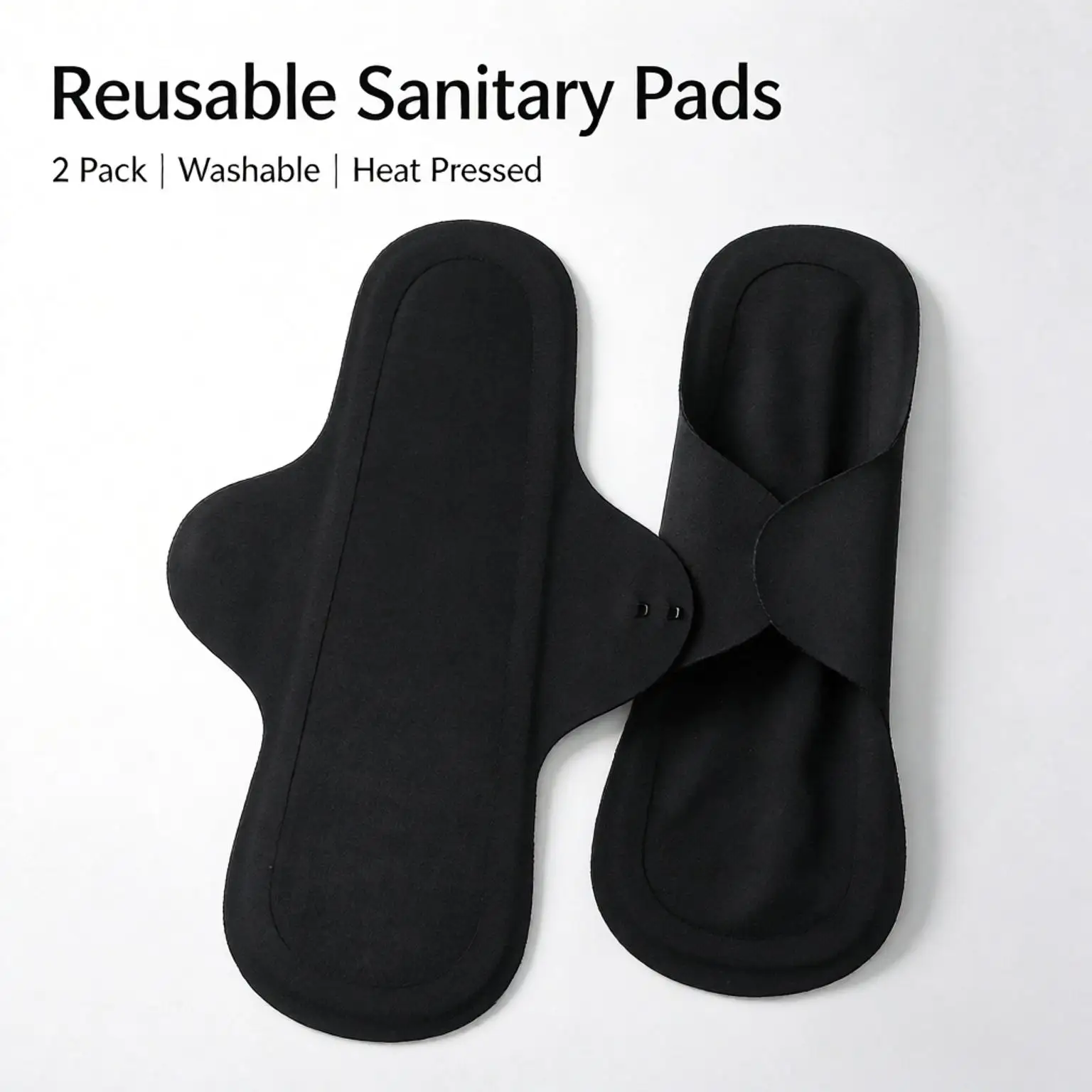 6Pcs Black Reusable Sanitary Pads Washable Heat Pressed Thin Breathable Leakproof Postpartum Menstrual Incontinence Care