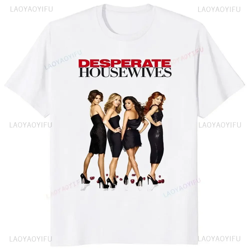 Vintage TV Series Desperate Housewives Printed T-shirt Trend Harajuku Short Sleeve Unisex Shirt Pattern Large T-shirt