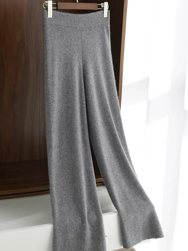 Faionable Pantalones de pierna recta adelgazantes sueltos de cintura alta Pantalones casuales elásticos Súper hermosos Es ular Long Tro...