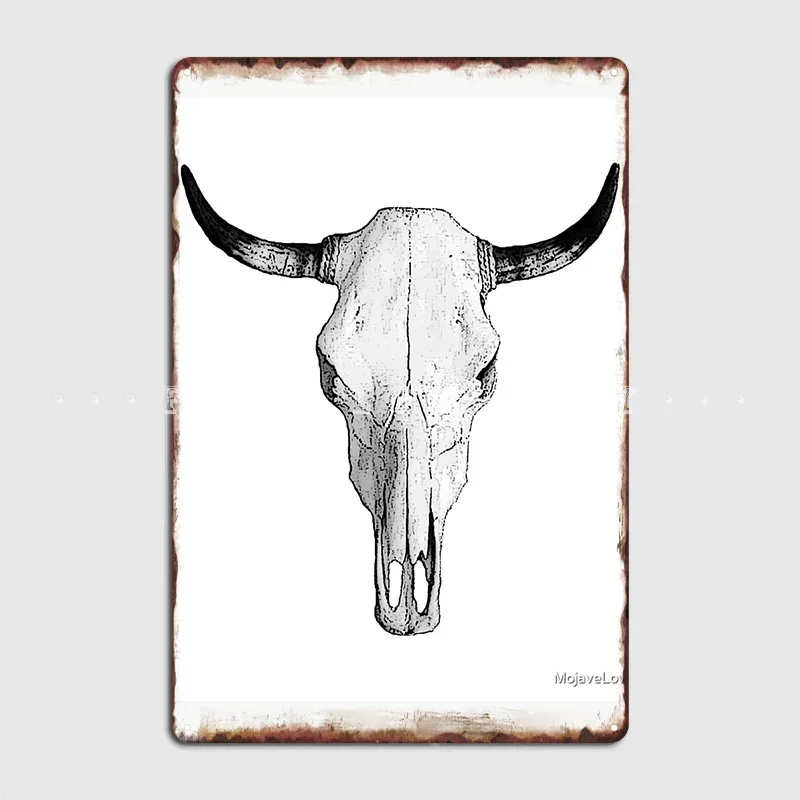 Steer Skull Metal Sign Wall Mural Club Bar Design Mural Painting Tin Sign Poster