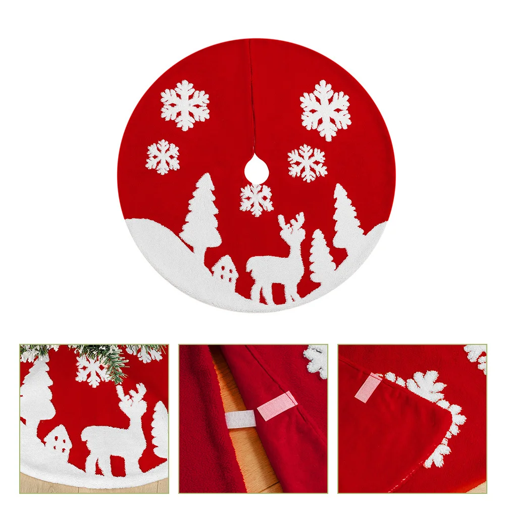

Christmas Tree Skirt Red Farmhouse Chic Xmas Decor Under Tree Skirt For Holiday Party Decoration Festive Ornament