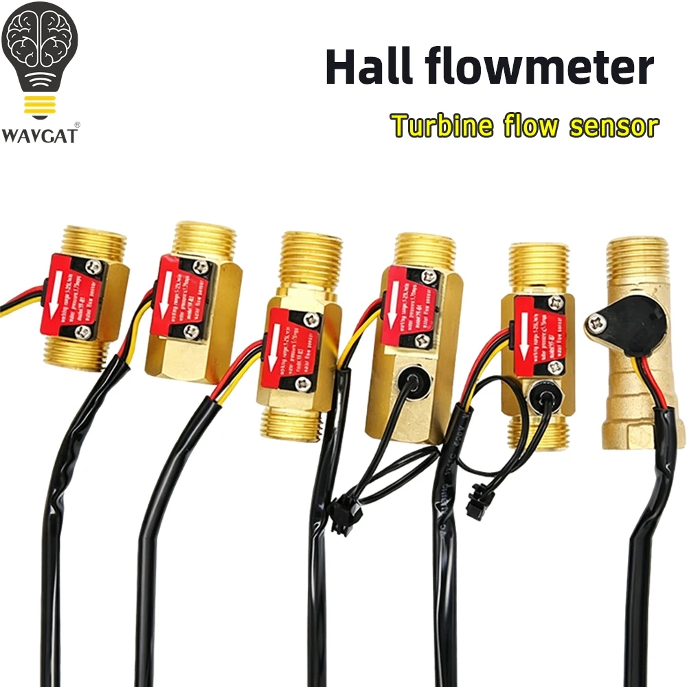 G1/2 Water Flow Sensor Hall Effect Flow Meter Brass Valve Body Liquid Flow Rate Sensor Flow Switch for Hot Water Heater System