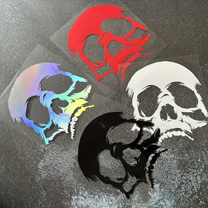 

1 шт. голографические наклейки с черепами (красные, белые, черные) водонепроницаемые виниловые стикеры для декора автомобиля, мотоцикла, шлема