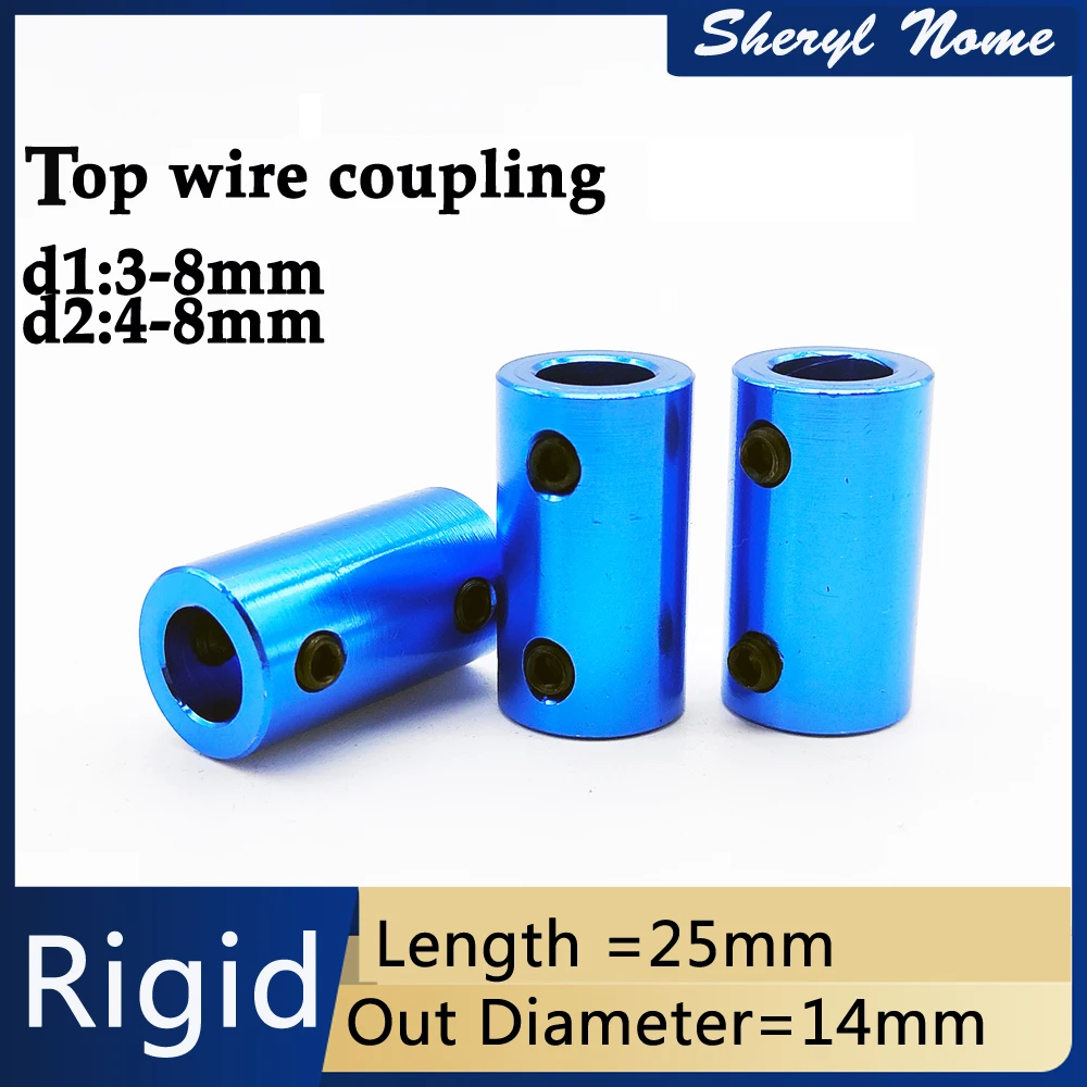 

Blue aluminum alloy Rigid top line coupling, printer model motor threaded coupling D14 L25 hole 3/4/5/6/6/7/8mm