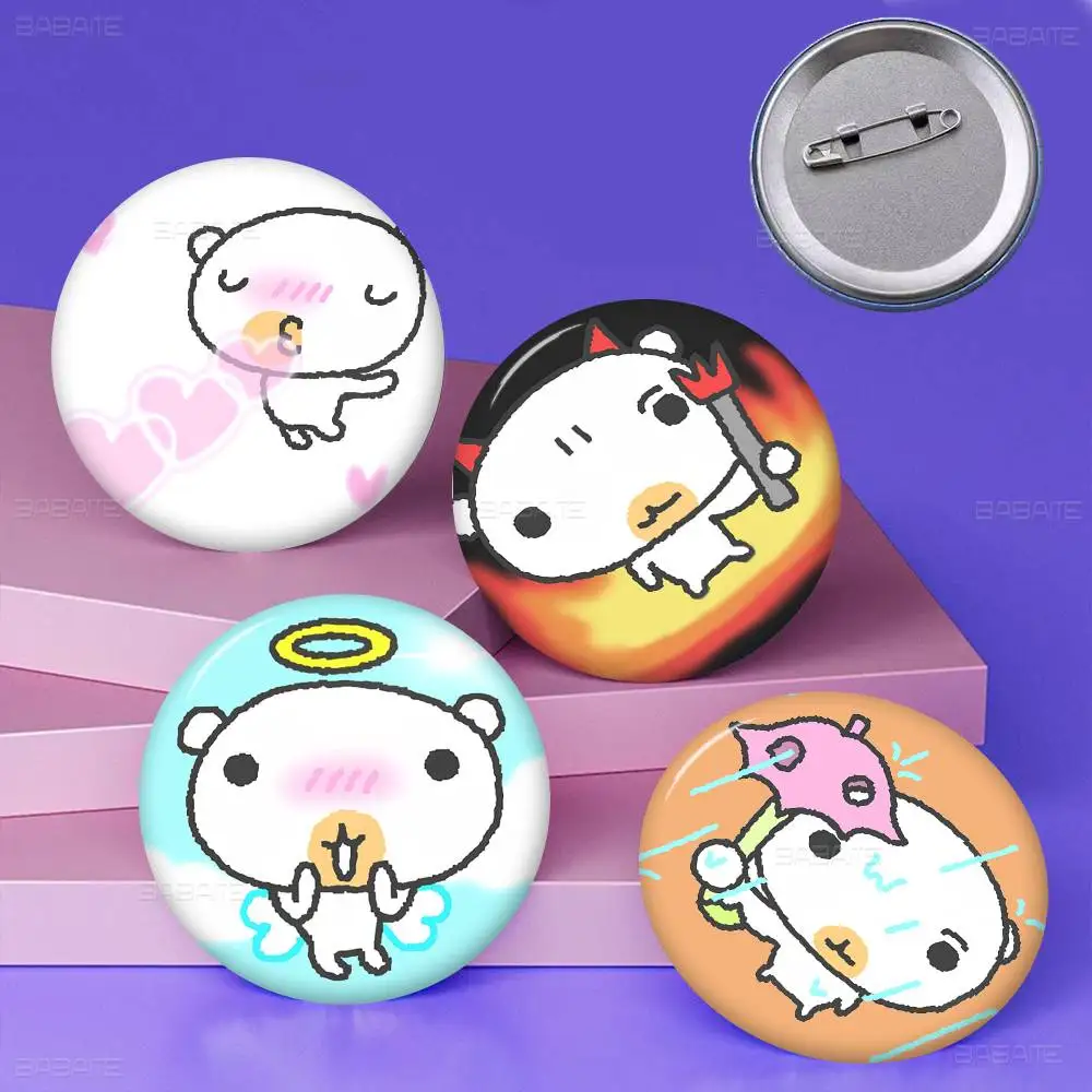 INS Puppy Seal Cartoon Creative Pins Funny Faces Round Snap-in Brooch Badge Backpack Hat Accessories Jewelry Gifts