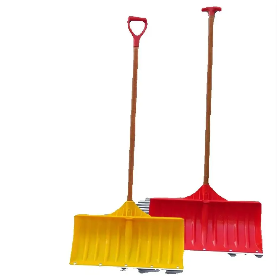 

Wooden handle tempered plastic widened snow shovel sanitation rubber shovel multi-function shovel snow pusher