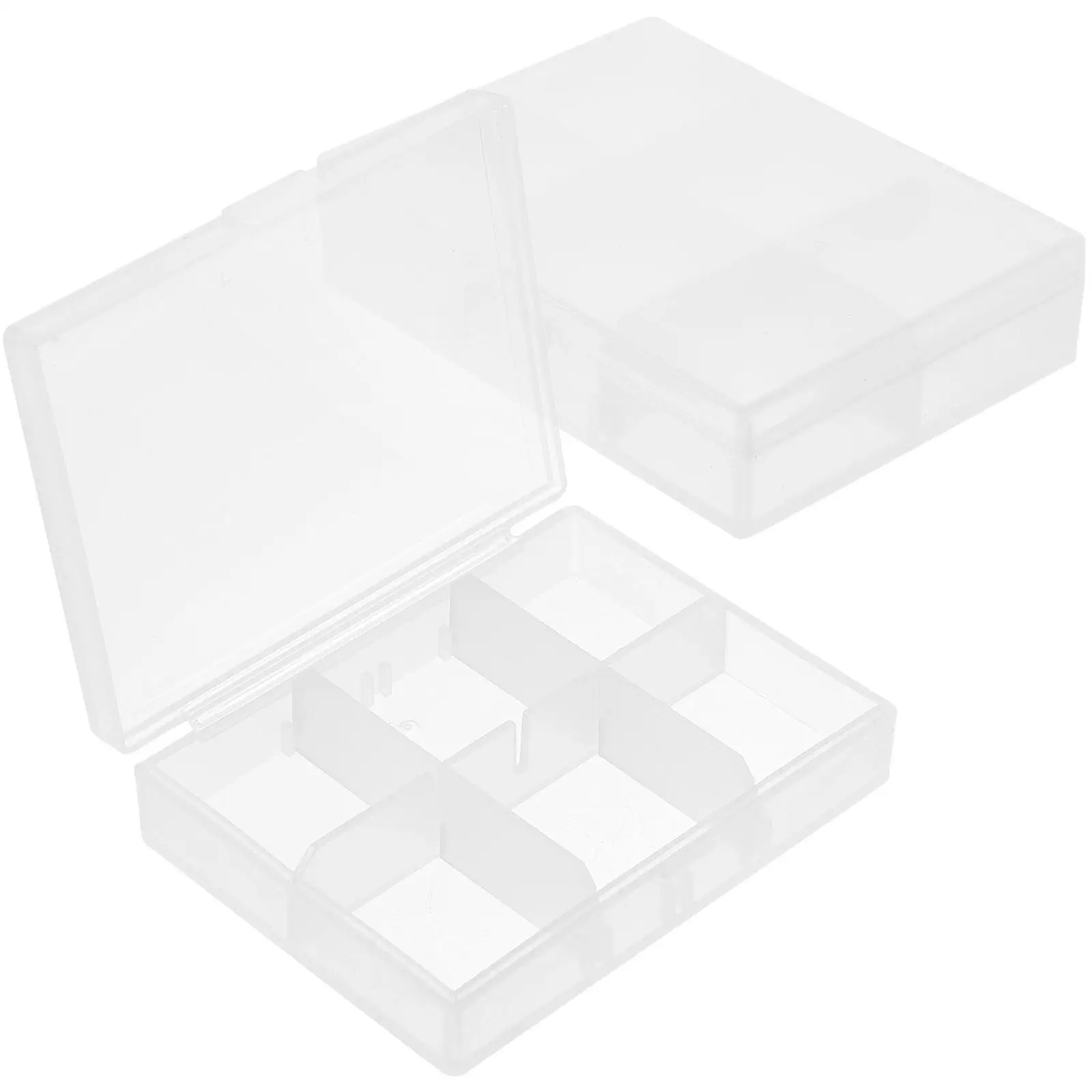

2pcs Photo Storage Boxes 85x65x2cm Transparent Plastic Containers for Earrings Small Parts Travel Cards Photo Case Keeper Box