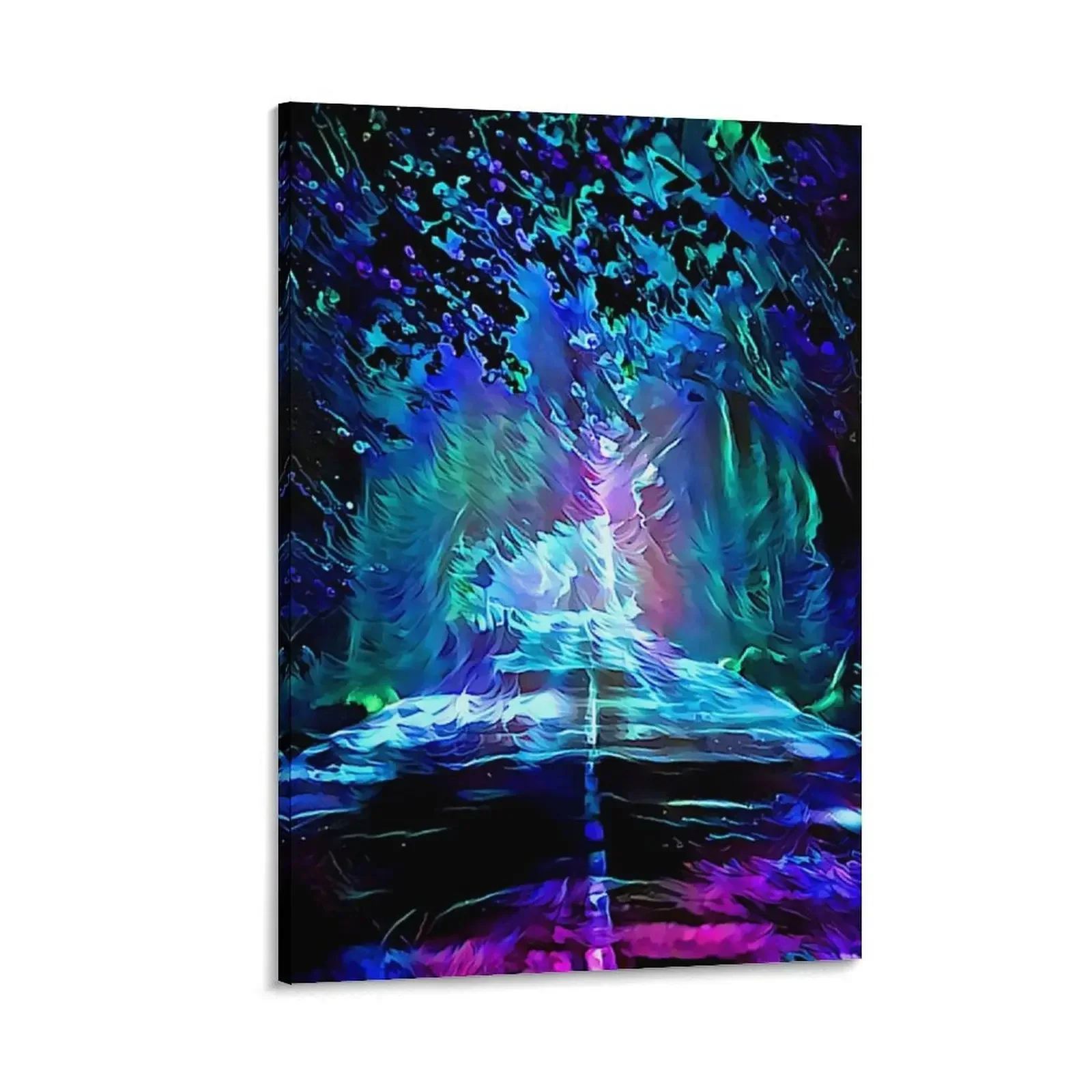 

Blacklight Night on Aurora Road Canvas Painting decorative wall poster room decorations room decors aesthetic