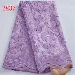 SJD African Lace Fabric 2024 Hot Sale African Nigerian Embroidery Cotton With Stones Lace Fabrics For Women Evening Dress A2837